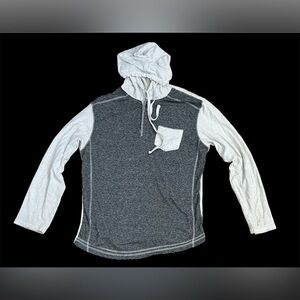 Distortion White‎ & Grey Mens Medium Long Sleeve Lightweight Hooded Top.